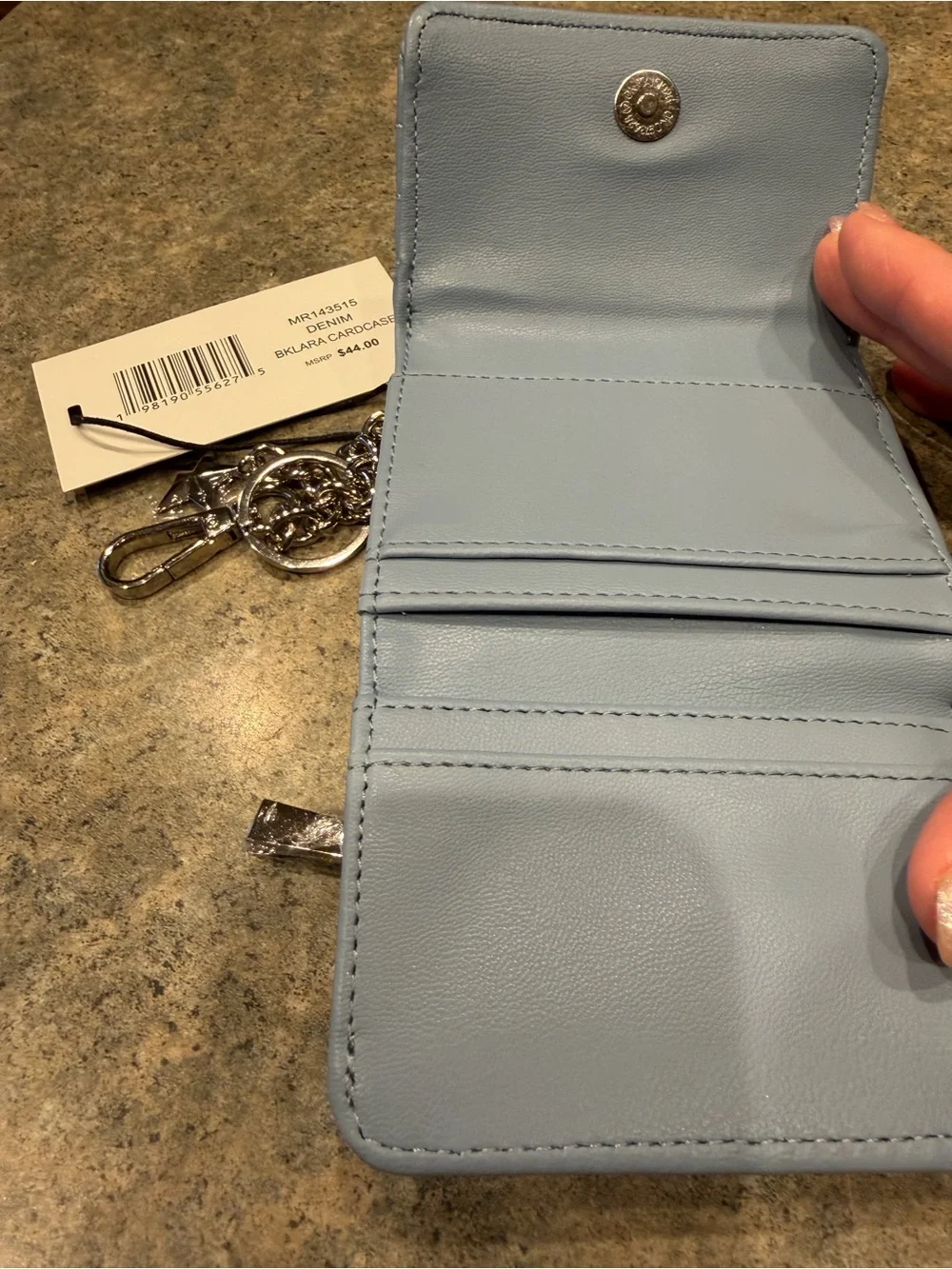 NWT Steve Madden Blue Quilted Card Case Keychain